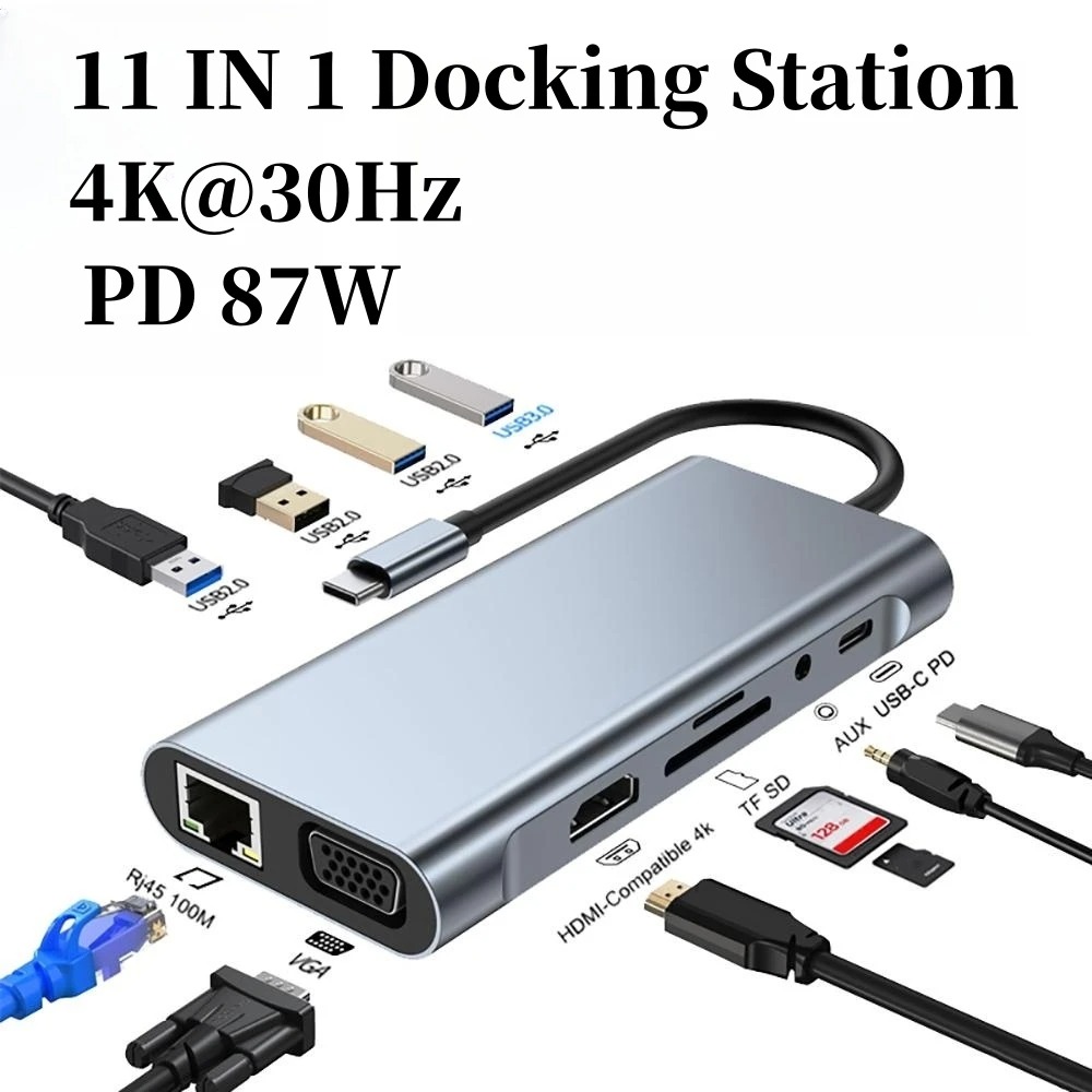 Usb Hub Type C - Hub de acoplamiento 4/7/8/11 en 1,